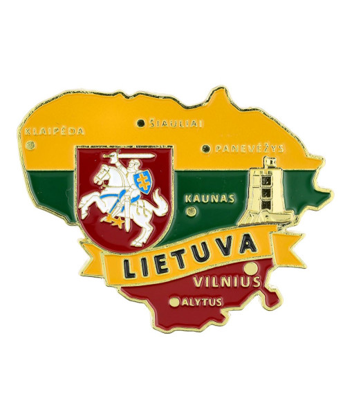 Magnet Lithuania contour with coat of arms